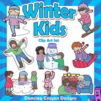 Winter Clip Art Kids by Dancing Crayon Designs | TpT