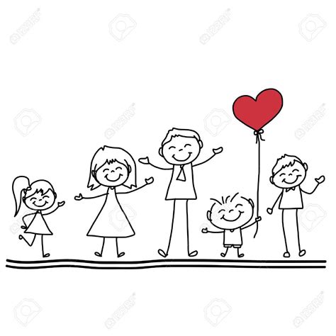 hand drawing cartoon character happy family | Family drawing, Family ...