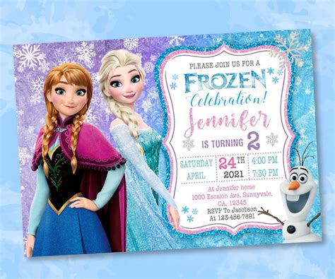 ELSA ANNA INVITATION Frozen Birthday Invitation Disney | Etsy