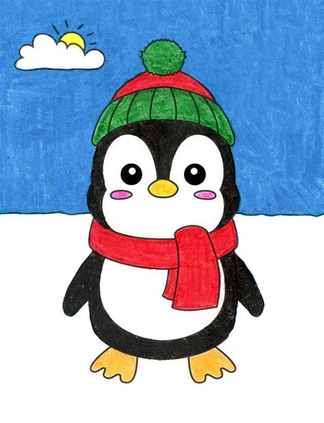 Easy How to Draw a Cute Penguin Tutorial and Cute Penguin Coloring Page ...