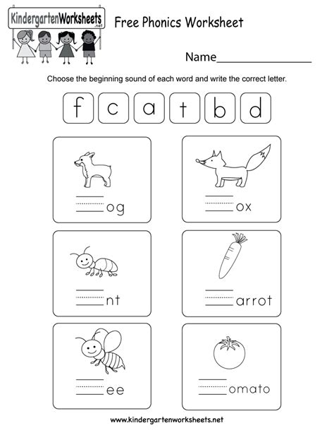 Kindergarten Worksheets Free Printables Phonics - Printable Worksheets