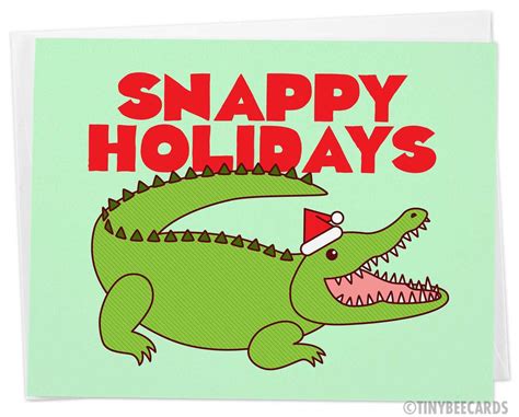 Funny Alligator Christmas Card "Snappy Holidays" – TinyBeeCards