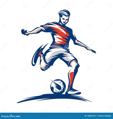 Awesome Soccer Player Kicking Ball. Vector Illustration Stock Vector - Illustration of attack ...