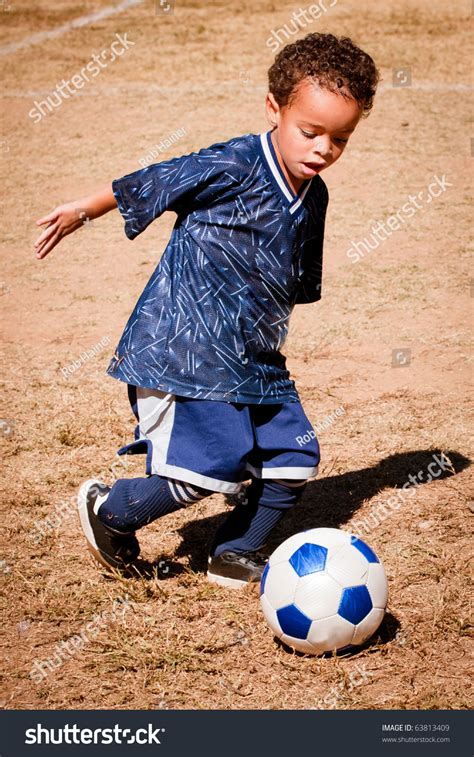 Young African American Boy Playing Soccer Stock Photo 63813409 ...