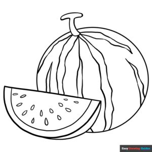 Watermelon Slice Coloring Page | Easy Drawing Guides