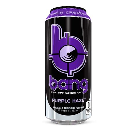 Bang Purple Haze Energy Drink with Super Creatine, 16 oz Cans, 12 Count ...