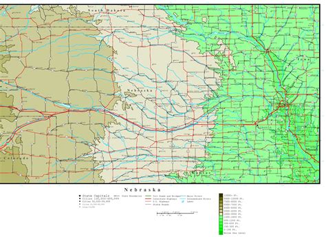 Nebraska Elevation Map