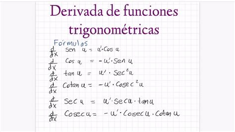 Tabela De Derivadas Trigonométricas