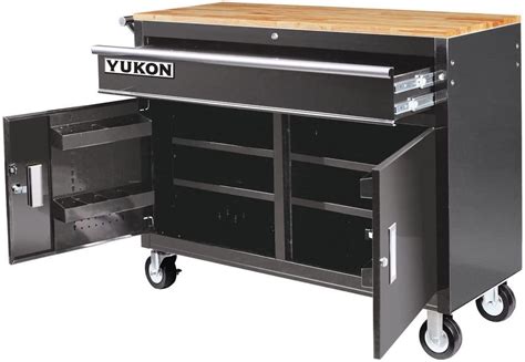 Yukon Mobile Storage Cabinet & Wood Top Rolling Tool Chest