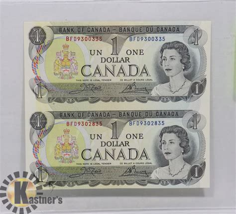 1973 UNCIRCULATED UNCUT CANADIAN DOLLAR BILLS. - Kastner Auctions