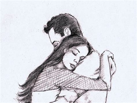 Romantic Hug Pencil Sketches