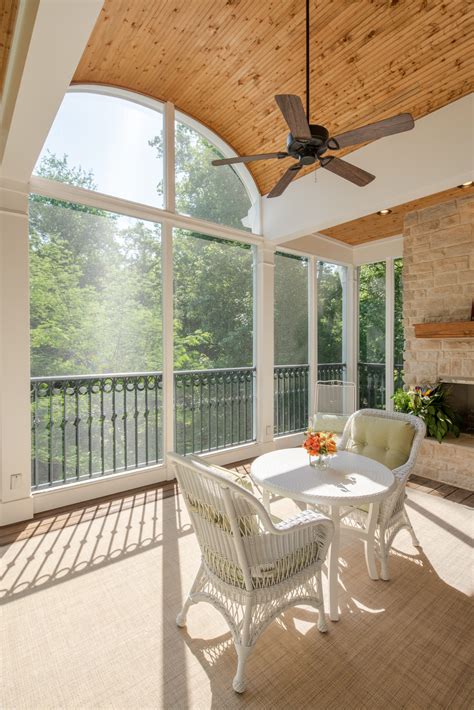 Vaulted barrel beadboard screened porch ceiling - The Porch Company