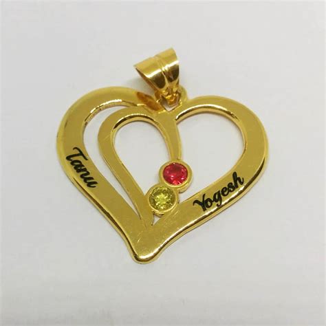 Designer Heart Gold Name Pendant