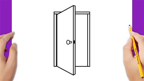 How to draw an open door - YouTube