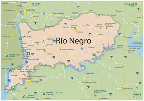 Mapa de Río Negro con rutas y poblados