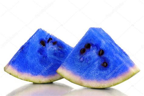 Blue watermelon slices isolated on white — Stock Photo © belchonock #47905133