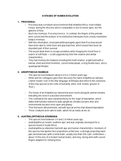 Stages of Human Evolution | PDF | Homo | Bipedalism