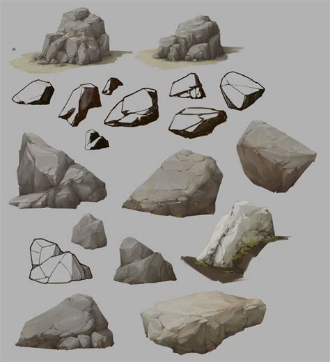 Basic Practice Rock#02, Yorgil Chan | Drawing rocks, Texture drawing, Texture art