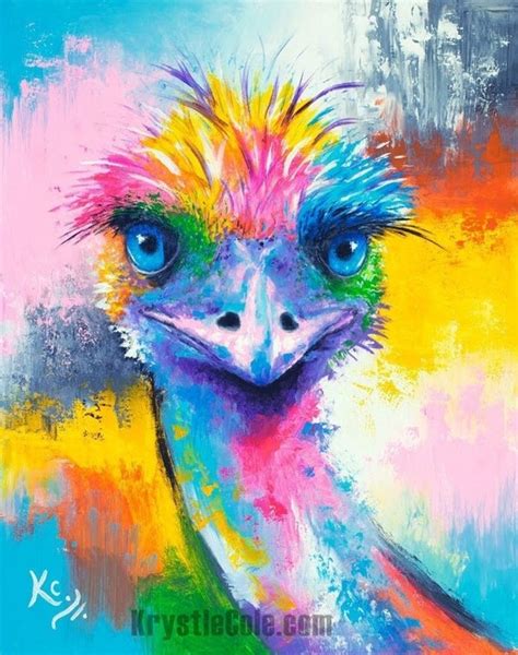 Ostrich Art Emu Art Print on CANVAS or PAPER. Bird Painting | Etsy