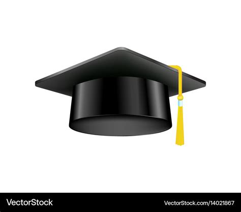 Graduation cap with gold tassel isolated education