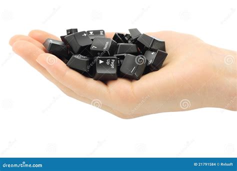 Human Hand Held Computer Keyboard Keys Stock Photo - Image of human, palm: 21791584