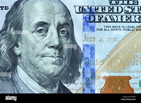 Portrait of Benjamin Franklin from 100 dollars banknote Stock Photo - Alamy