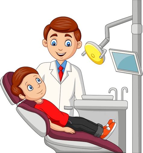 Niño pequeño de dibujos animados en la oficina del dentista | Vector ...