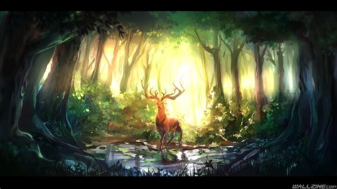 Fantasy Deer Sunlight Art HD Desktop Wallpaper | Wallzine.com | Art ...