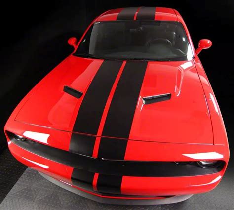 Challenger Over-The-Top Double Stripes; Gloss Red (15-18 Challenger ...