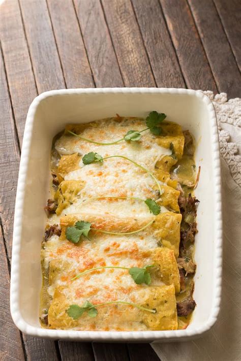 Pork Verde Enchiladas - The Magical Slow Cooker