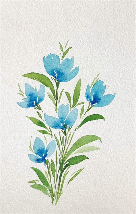 Blue flowers : r/Watercolor