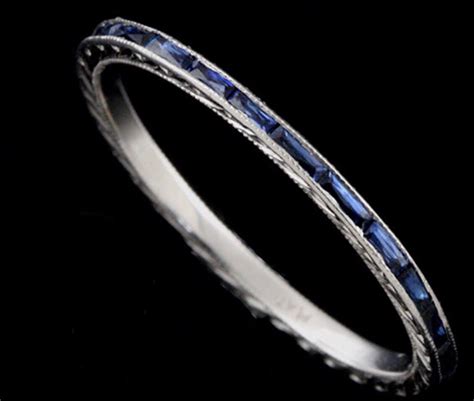 Platinum & Sapphires Eternity band | Diamond anniversary bands, Vintage inspired rings, Vintage ...