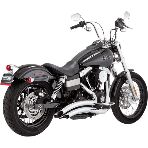 Vance & Hines Big Radius Exhaust for 2006-2017 Harley Dyna - Chrome - Get Lowered Cycles