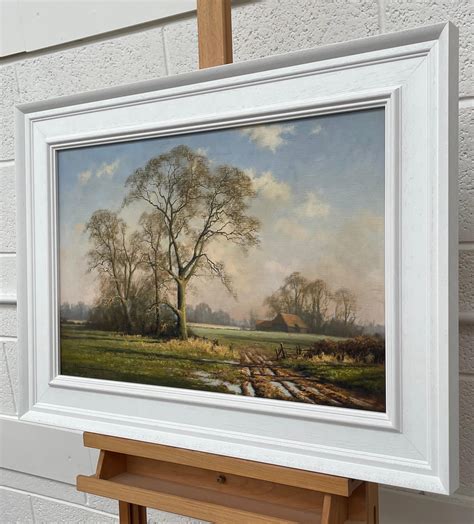 Peter Symonds - Oil Painting of Rural Winter Scene with Oak Trees in ...