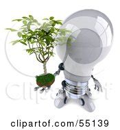 3d Robotic Lightbulb Character Holding A Plant - Version 2 Posters, Art Prints by - Interior ...