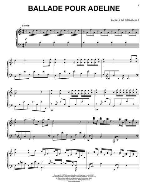 Richard Clayderman "Ballade Pour Adeline" Sheet Music Notes, Chords | Piano Download Easy ...