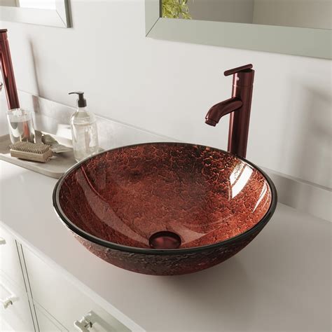 Shop VIGO Copper Glass Vessel Round Bathroom Sink at Lowes.com