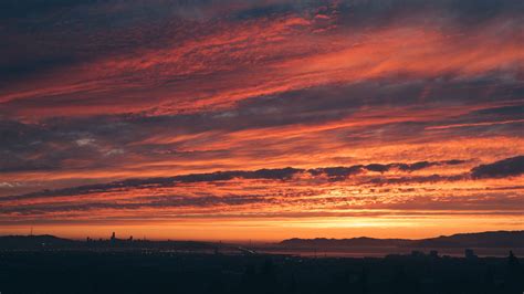 sea, horizon, sunset, clouds, sky, twilight, 4k HD Wallpaper