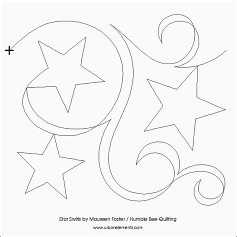 Star Swirls - Pantograph Longarm Quilting Designs, Free Motion Quilt Designs, Free Motion ...