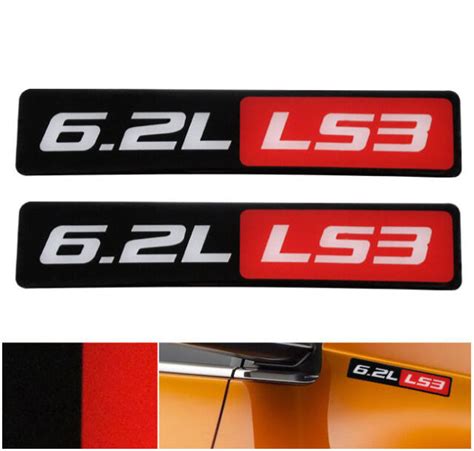 2X 6.2L LS3 RED BLACK JDM EMBLEM DECAL STICKER BADGE BUMPER DASH ...