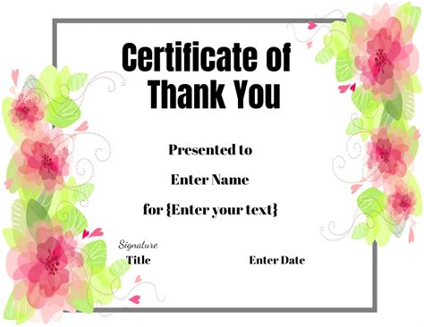 FREE Editable Certificate of Thank You | Edit Online then Print