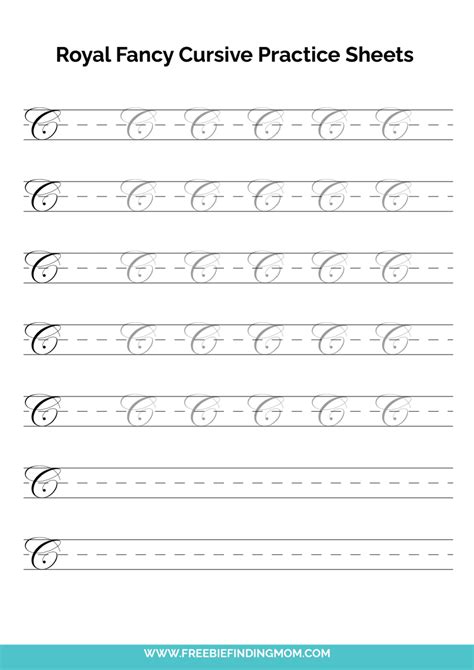 Printable Cursive Alphabet Practice Sheets: Royal Fancy Capital C