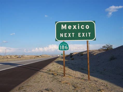 Green and White Mexico Exit Road Sign Stock Photo - Image of sign ...