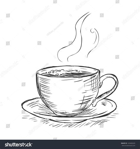 Vector Sketch Illustration Cup Coffee Stock Vector (Royalty Free) 169482620 | Shutterstock