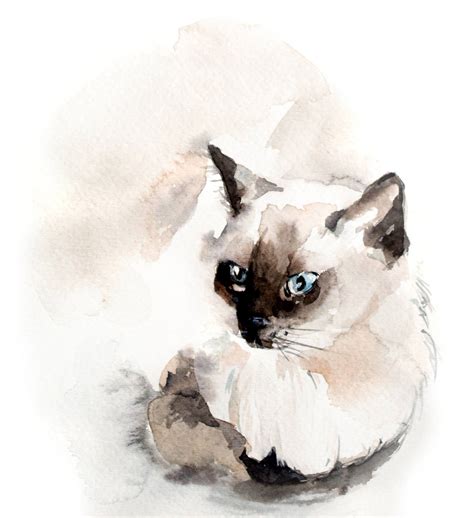 Siamese Cat Painting Art Print Minimalist Siamese Cat - Etsy ...