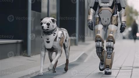 white dog robot walking city 22081272 Stock Photo at Vecteezy