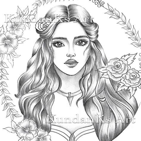 Adult Coloring Pages | Premium coloring pages | KundanksArt | Flower Blossom | Grayscale ...