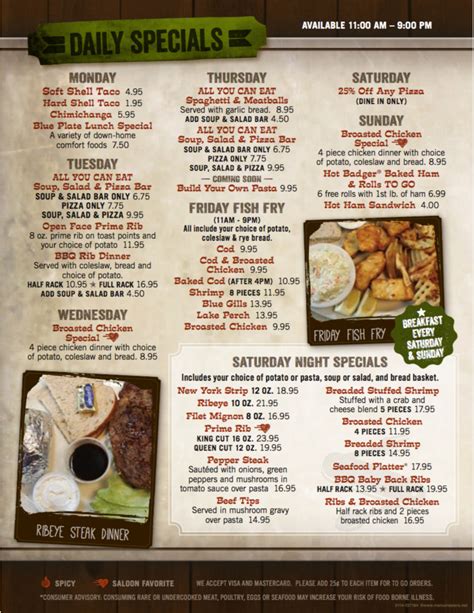 Sullivan Saloon menu in Sullivan, Wisconsin, USA