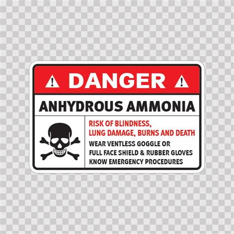 Printed vinyl Danger Anhydrous Ammonia. Risk Of Blindness, Lung Damage ...