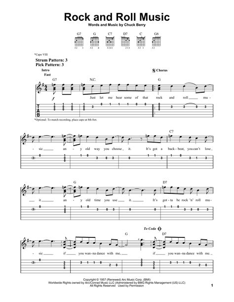 Rock And Roll Music (Easy Guitar Tab) - Print Sheet Music Now